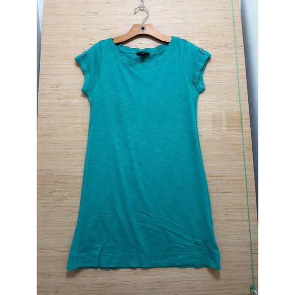 Banana Republic Dresses & Skirts - Banana Republic Petite Teal Green‎ Slub Knit T-Shirt Dress Button Tab Sleeve PS